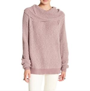 Free People Cowl Neck Knit Sweater Women’s Mauve Pink Size S
